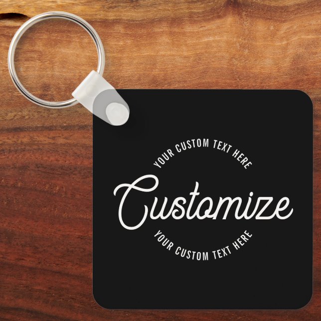 Editable Stylish Cursive & Modern Circular Text Key Ring (Front)