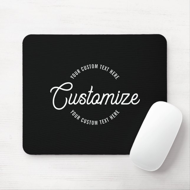 Editable Stylish Cursive & Modern Circular Text Mouse Mat (With Mouse)