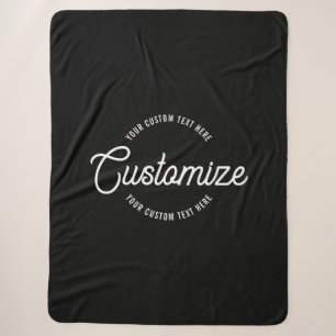 Editable Stylish Cursive & Modern Circular Text Sherpa Blanket