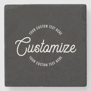 Editable Stylish Cursive & Modern Circular Text Stone Coaster