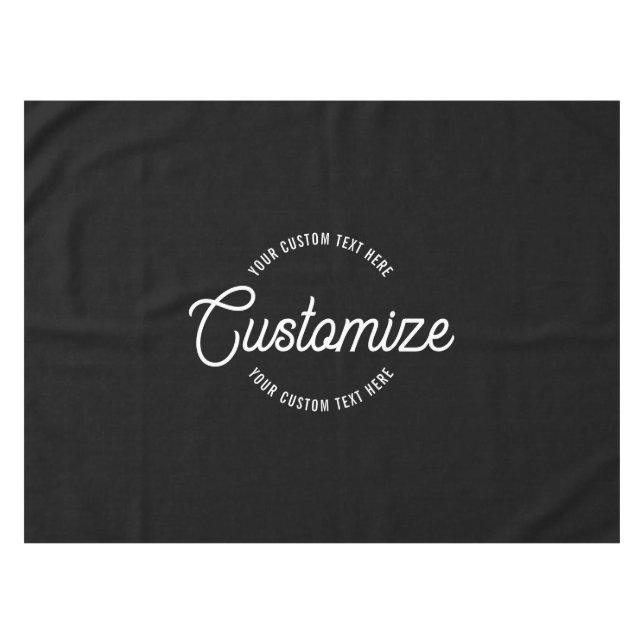 Editable Stylish Cursive & Modern Circular Text Tablecloth (Front (Horizontal))
