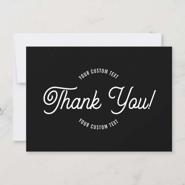 Editable Stylish Cursive & Modern Circular Text Thank You Card (Front)