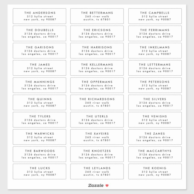 Editable Stylish individual wedding guest address (Sheet)