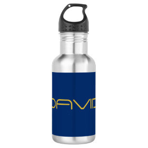 Editable Stylish Text   Gold & Navy Blue 532 Ml Water Bottle