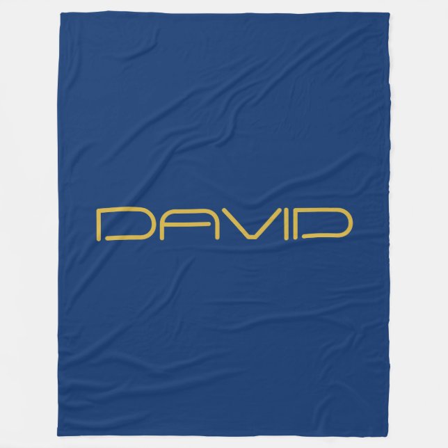 Editable Stylish Text | Gold & Navy Blue Fleece Blanket (Front)