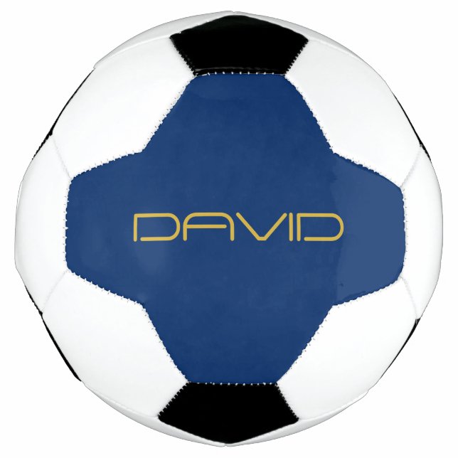 Editable Stylish Text | Gold & Navy Blue Football (Front)