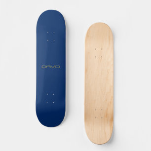 Editable Stylish Text   Gold & Navy Blue Skateboard