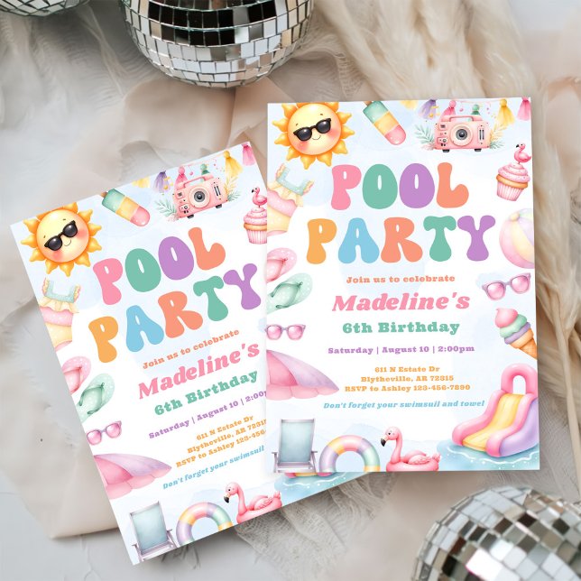 Editable Summer Pool Party Birthday Party  Invitation (Creator Uploaded)