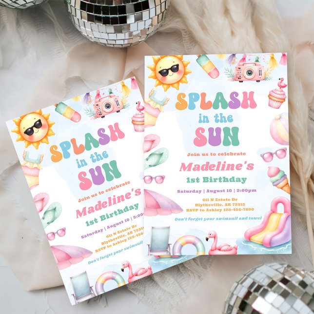 Editable Summer Splash In The Sun Birthday Party  Invitation (Creator Uploaded)