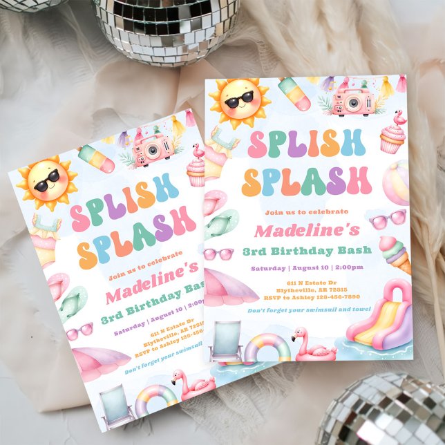 Editable Summer Splish Splash 3rd Birthday Party  Invitation (Creator Uploaded)
