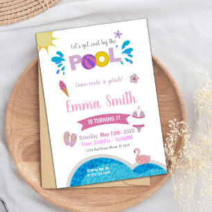 Editable Summer Swim Party Invite for Girls