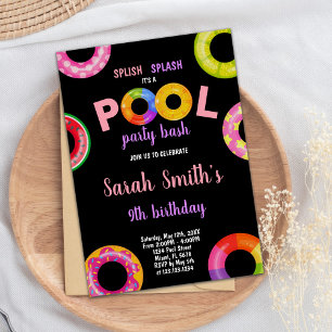 Editable Summer Swim Party Invite with Floaties