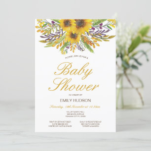 Editable Sunflower Baby Shower Invitation, Party Invitation