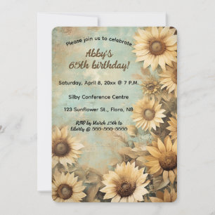 Editable Sunflower Birthday Invitation