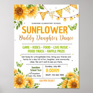 Editable sunflower school dance flyer poster