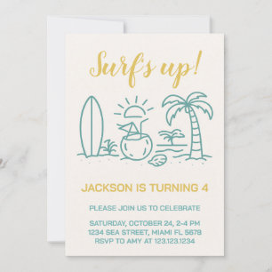 Editable Surf’s Up Birthday Party Invitation