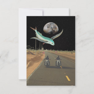 Editable Surreal Motorcycle Moon Card