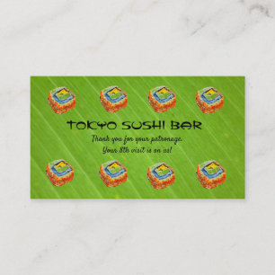 Editable Sushi Bar Loyalty Rewards Card