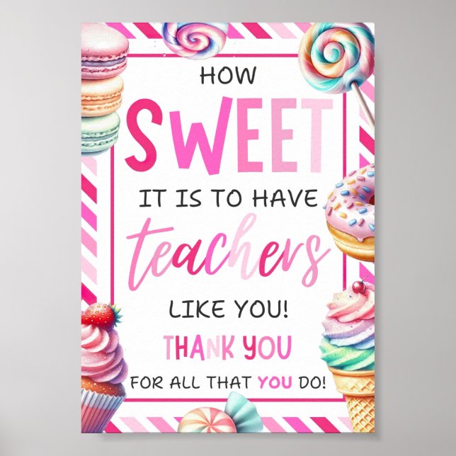 EDITABLE Sweets And Treats Teacher Appreciation Poster (Front)
