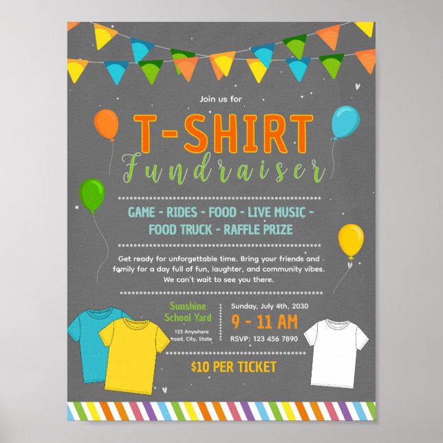 Editable t-shirts contest fundraiser flyer poster (Front)