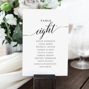 Editable Table Number Eight Seating Chart Card