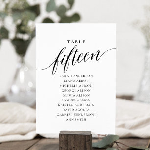 Editable Table Number Fifteen Seating Chart Card