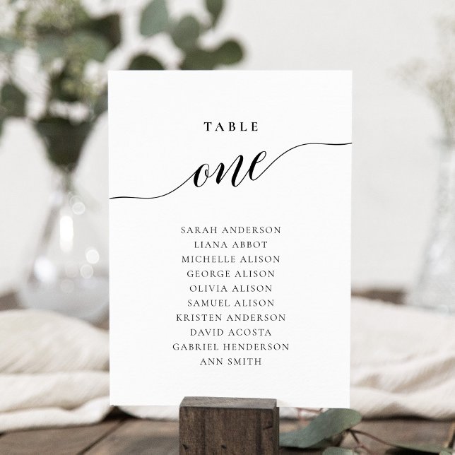 Editable Table Number One Seating Chart Card (Table number wording One)