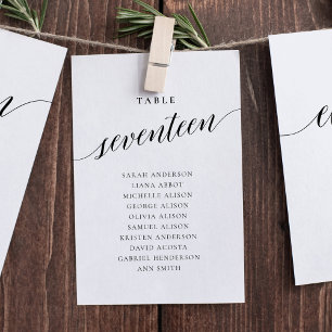 Editable Table Number Seventeen Seating Chart Card