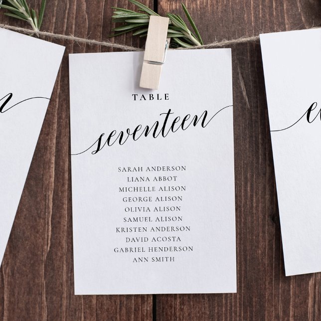 Editable Table Number Seventeen Seating Chart Card (Creator Uploaded)