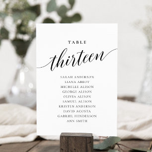 Editable Table Number Thirteen Seating Chart Card