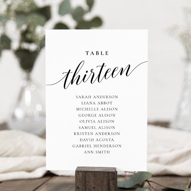 Editable Table Number Thirteen Seating Chart Card (Creator Uploaded)