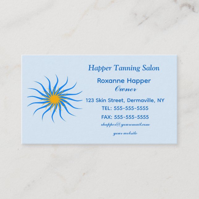 Editable Tanning Salon Business Card (Front)