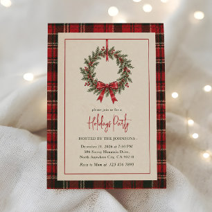 Editable Tartan Holiday Party Invitation