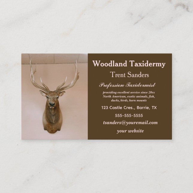 Editable Taxidermy Business Card (Front)