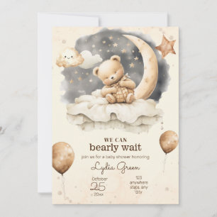 Editable Teddy bear baby shower Gender neutral  Invitation