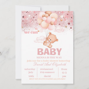 Editable Teddy Bear Hot Air Balloon Baby Shower In Invitation