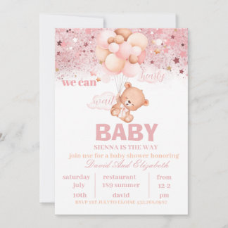 Editable Teddy Bear Hot Air Balloon Baby Shower In Invitation