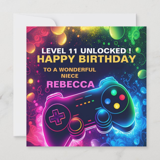 EDITABLE teenage Birthday Gaming son  Holiday Card (Front)