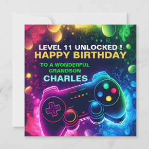 EDITABLE teenage Birthday Gaming son  Holiday Card