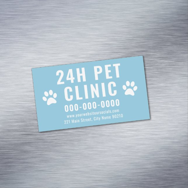Editable Template Pet Clinic Veterinarian Business Magnetic Business Card (In Situ)