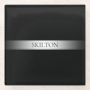 Editable Text & Colours   Gradient Stripe w/Border Glass Coaster