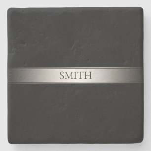 Editable Text & Colours   Gradient Stripe w/Border Stone Coaster