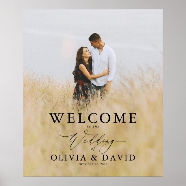 Editable Text Colours Modern Wedding Welcome Photo Poster (Front)
