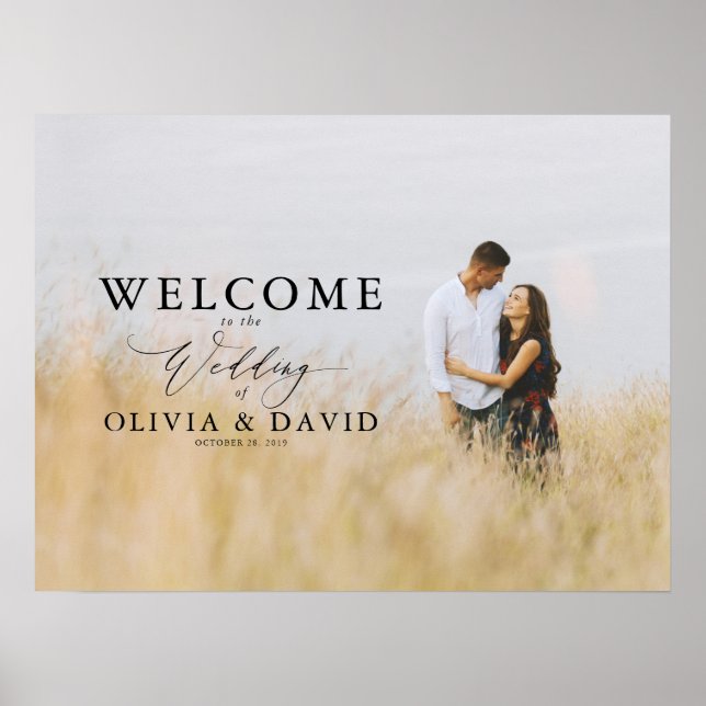 Editable Text Colours Photo Wedding Welcome Sign (Front)