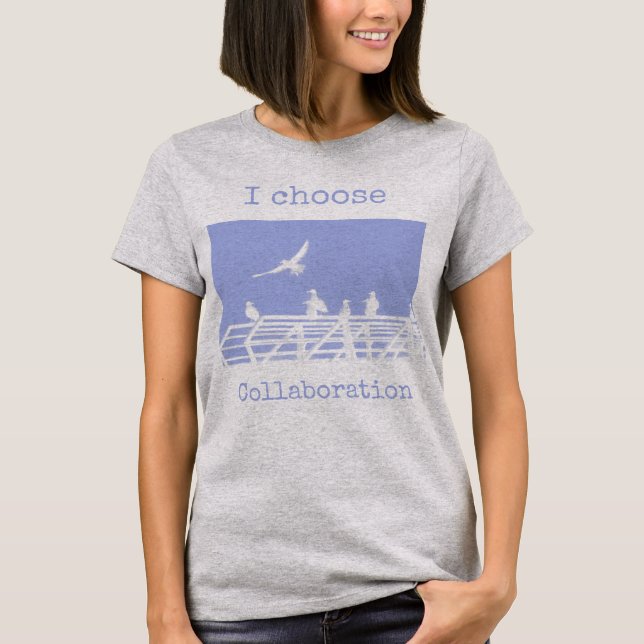 Editable Text Cute Seagulls Art Print  T-Shirt (Front)