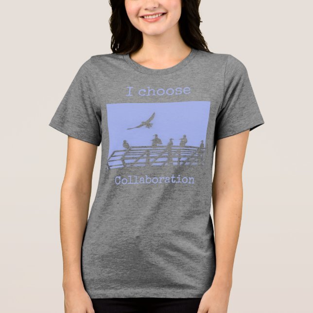 Editable Text Cute Seagulls Art Print  Tri-Blend Shirt (Front)