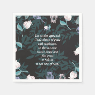 Editable text floral design black ver napkin