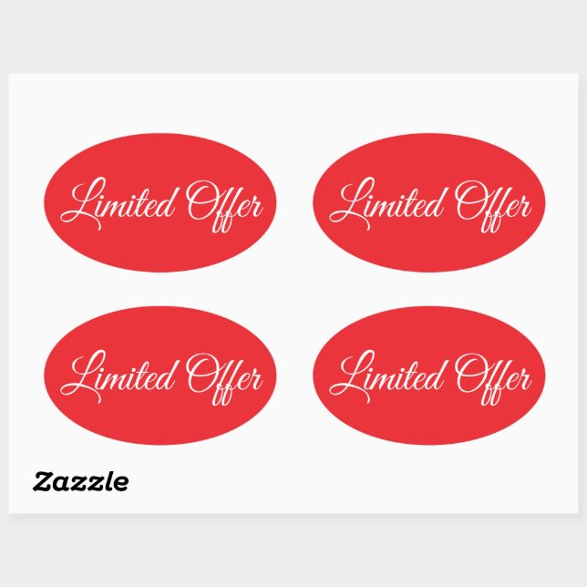 Editable Text Limited Offer Oval Sale Ad Sticker (Sheet)