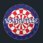 (editable text) NASHVILLE TN  White Red Navy Blue Dartboard<br><div class="desc">NASHVILLE TN White, Red, And Navy Blue Coloured Dart Board Game Including 6 Brass Darts (can personalise with your choice of text) 🎯Please let me know if you have additional questions and because Zazzle's customer support handles the customer experience you may reach Zazzle customer support by chat, phone or email...</div>