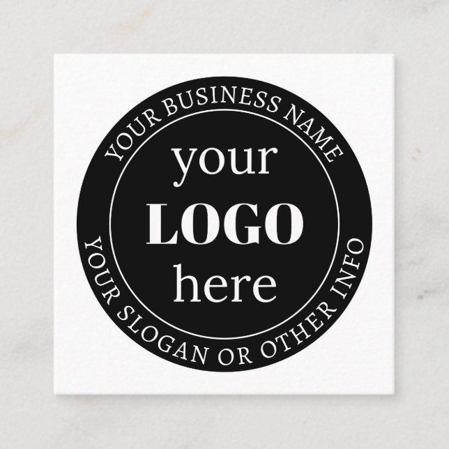Editable Text & Your Logo or other Design  Square Business Card (Front)
